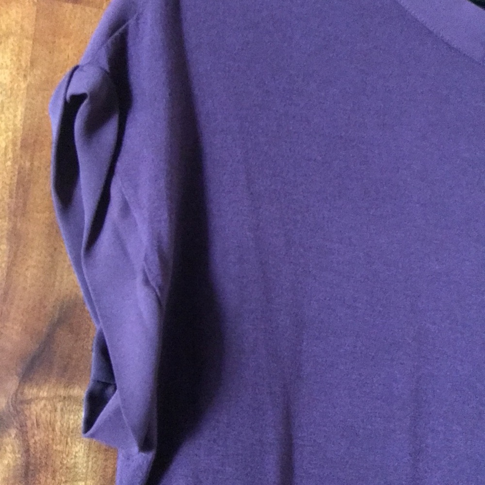Pleione Women's Top Size Large Purple V-Neck Cap Sleeve Hi-Low Hem Casual Blouse - Picture 12 of 16